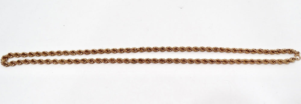 14k Italian Gold Rope Chain Necklace circa 1980s