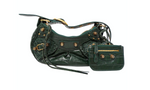 Balenciaga Le Cagole Green Leather Croc Embossed Shoulder Bag circa 2022