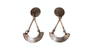 Textured Sterling Silver Geometric Mod Dangle Earrings