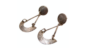 Textured Sterling Silver Geometric Mod Dangle Earrings