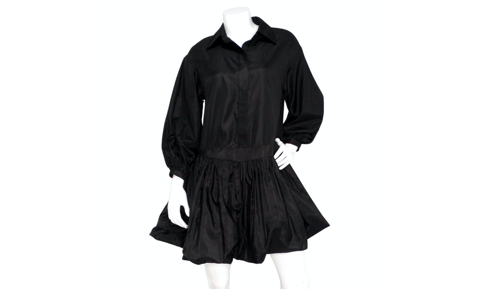Valentino Black Silk Taffeta Button-Up Long-Sleeve Shirt Dress Vintage by Misty Valentino Black Silk Taffeta Button-Up Long-Sleeve Shirt Dress Vintage by Misty