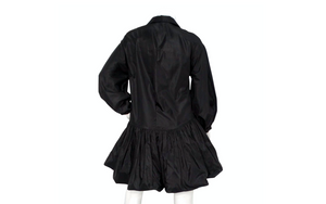 Valentino Black Silk Taffeta Button-Up Long-Sleeve Shirt Dress