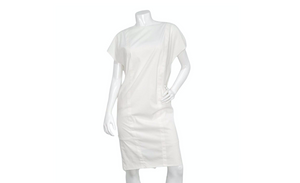 Prada White & Gold-Tone Eyelet Zip-Back Shift Dress