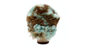Prada Teal & Brown Dyed Sheep Fur Baseball Cap