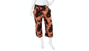 Prada Pink Hibiscus Print Cropped Silk Trousers circa 2014