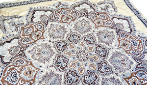 Tan Bohemian Paisley Bandana Print Silk Scarf