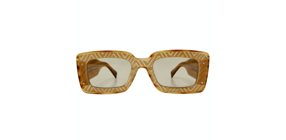 Missoni Brown Acetate Square Sunglasses With Iconic Knit Detailing