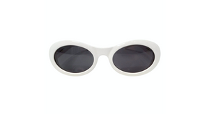 Gucci White Oval Goggle Style GG Tinted Sunglasses circa Y2K
