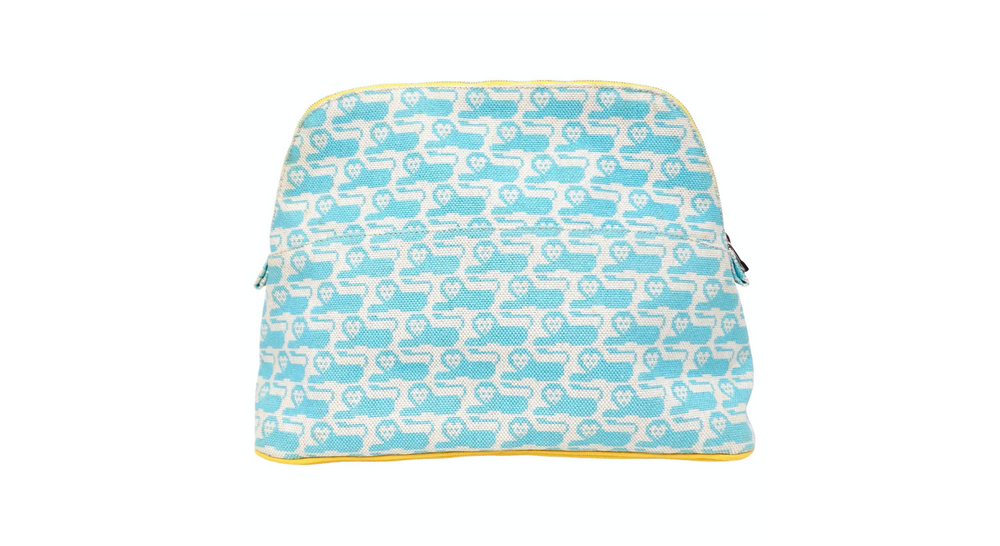 Hermes Bolide 30 Animaux Canvas Lion Print Pouch