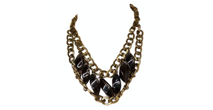 Ashley Pittman Beaded Gold-Tone Chain Link Statement Necklace
