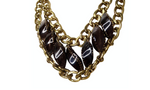 Ashley Pittman Beaded Gold-Tone Chain Link Statement Necklace