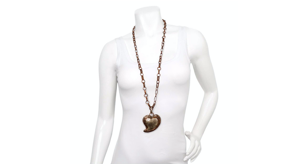Bolin Hammered Copper & Sterling Silver Heart Pendent Necklace