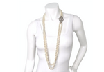 Double Strand Costume Pearl Rhinestone Pendent Necklace circa 1980s