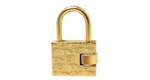 Christian Dior Gold-Tone Logo Engraved Padlock Charm Pendant