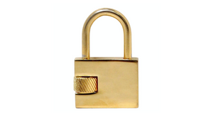 Christian Dior Gold-Tone Logo Engraved Padlock Charm Pendant
