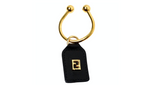 Fendi Black Leather & Yellow Gold-Tone Logo Keychain
