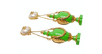 Chanel Collectible Green Resin Gold Plated Vase Drop Earrings circa 1980s