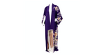 Handmade Japanese Purple Floral Print Silk Kimono circa 1950s