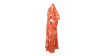 Handmade Japanese Burnt Orange Floral Print Silk Kimono circa 1950s