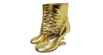 Fendi Gold-Tone Laminated Craquele Nappa Fendi First Booties