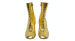 Fendi Gold-Tone Laminated Craquele Nappa Fendi First Booties