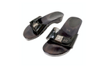 Chanel Black Patent Leather & Wood Clog Slides circa Y2K