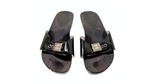 Chanel Black Patent Leather & Wood Clog Slides circa Y2K