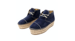 Prada Navy Blue Suede Platform Espadrille Ankle Boots