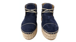 Prada Navy Blue Suede Platform Espadrille Ankle Boots