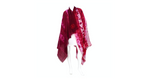 Chanel Large Logo Print Purple & Red Fringe Scarf