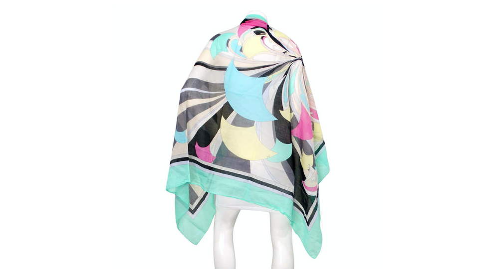 Emilio Pucci Large Pareo Orchidea Abstract Print Cotton Scarf