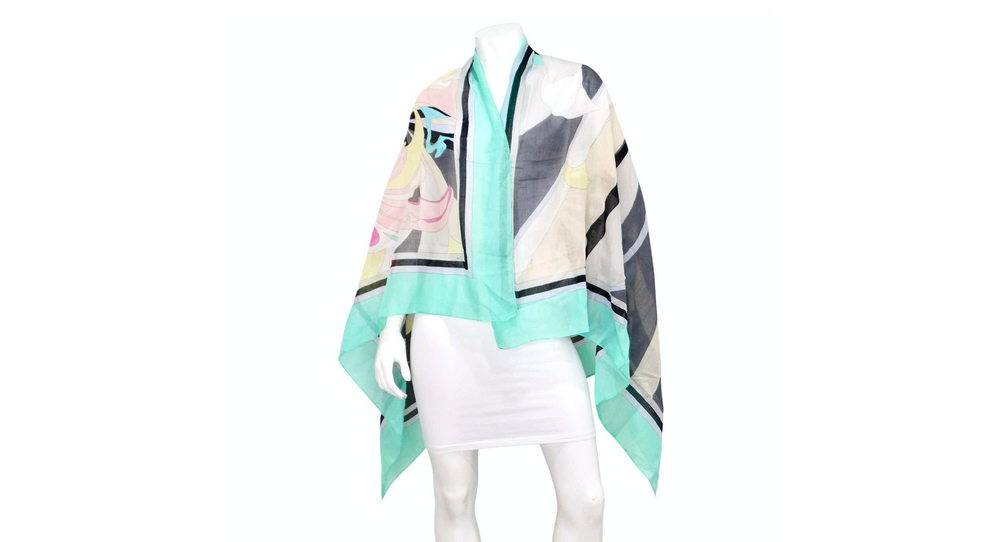 Emilio Pucci Large Pareo Orchidea Abstract Print Cotton Scarf