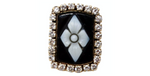 Onyx Flower Motif 24- Diamond Set 14k Yellow Gold Cocktail Ring