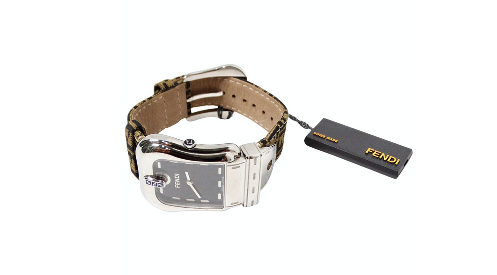 Fendi B. Stainless Steel Zucca Canvas Wrist Watch