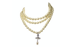 Vivienne Westwood Three-Row Costume Pearl Drop Orb Pendant Necklace