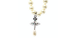 Vivienne Westwood Three-Row Costume Pearl Drop Orb Pendant Necklace