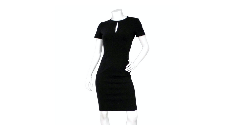 Oscar De La Renta Black Keyhole Sheath Dress