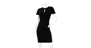 Oscar De La Renta Black Keyhole Sheath Dress