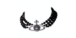 Vivienne Westwood Thee-Row Black Agate Crystal Beaded Orb Choker Necklace