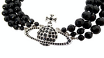 Vivienne Westwood Thee-Row Black Agate Crystal Beaded Orb Choker Necklace