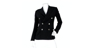 Ralph Lauren Purple Label Black Wool Blend Double-Breasted Blazer