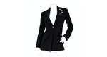 Versace Black Single-Breasted Gold-Tone Medusa Safety Pin Blazer