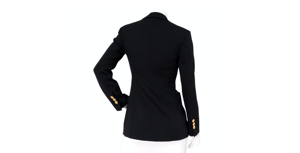 Versace Black Single-Breasted Gold-Tone Medusa Safety Pin Blazer