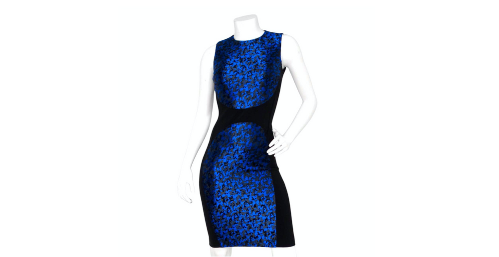 Michael Kors Blue & Black Camouflage Print Midi Dress