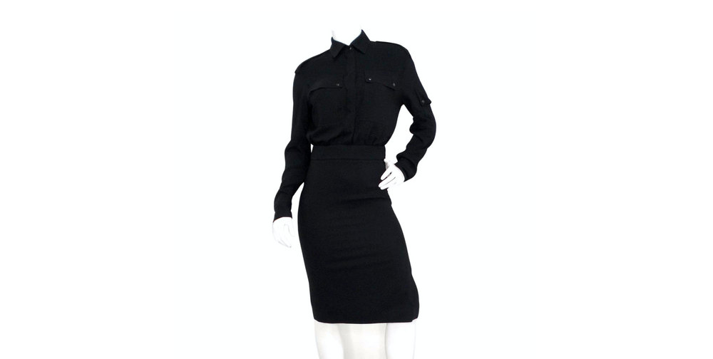 Tom Ford Black Crepe Long-sleeve Blouson Shirtdress