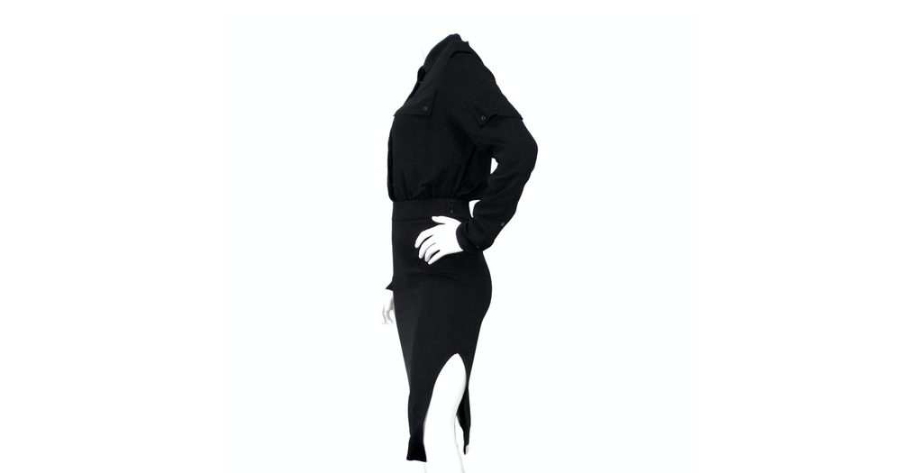 Tom Ford Black Crepe Long-sleeve Blouson Shirtdress