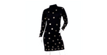 Italian Black Wool Long-Sleeve Dress With Silver-Tone Medallion Buttons