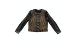 Alice + Olivia Black Lambskin Leather Rockstud & Grommet Embellished Jacket