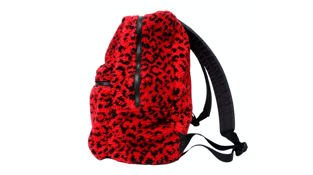Supreme Red & Black Leopard Print Fleece Backpack circa 2017
