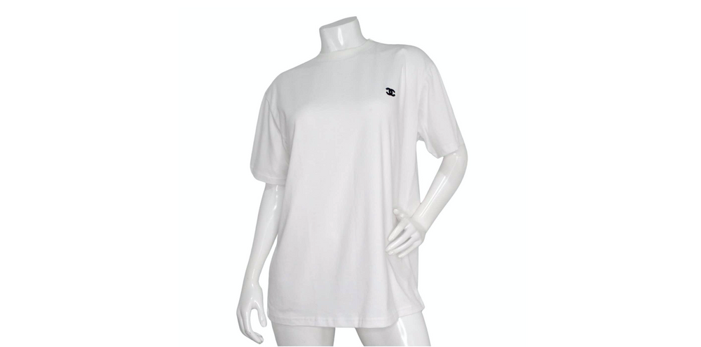 Chanel White Cotton Interlocking CC Embroidered Logo Uniform T-Shirt